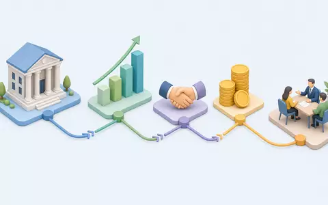 Isometrische 3D-Grafik zeigt die Wertschöpfungskette und veranschaulicht die Morgan Stanley Aktie mit ISIN US6174464486 - Foto: THN