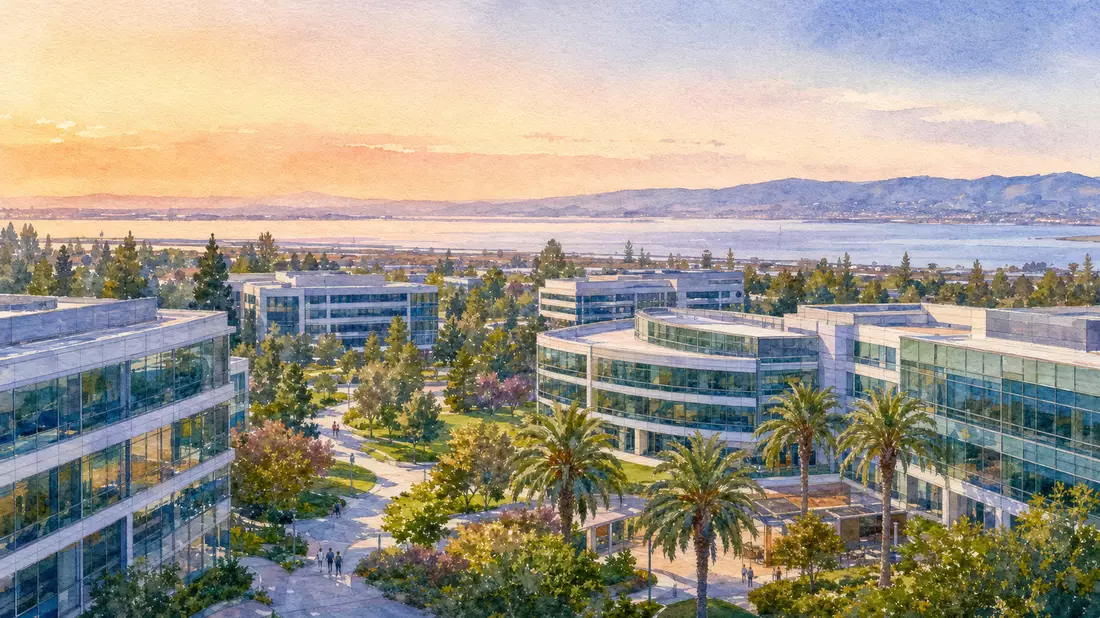 Aquarell-Illustration des Electronic Arts Campus Redwood City, US2855121099