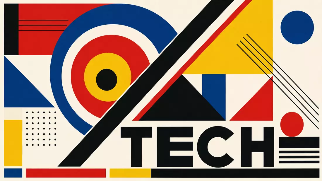 Bauhaus-Geometrie-Poster mit TECH-Text für Electronic Arts Aktie US2855121099