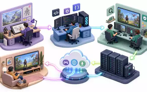 Isometrisches 3D-Diagramm mit sechs Stufen der Spieleentwicklung für Electronic Arts Aktie ISIN US2855121099 - Foto: THN