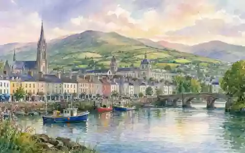 Kerry Group plc IE0004906560 wird als Aquarell dargestellt, das Tralee in Irland malerisch abbildet - Foto: THN