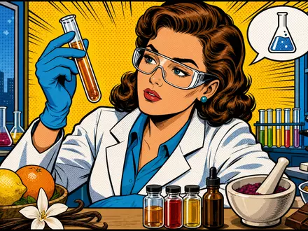 Kerry Group plc IE0004906560 erscheint als farbenfrohe Pop-Art-Comic-Szene mit Lebensmittelwissenschaftlerin im Labor - Foto: THN