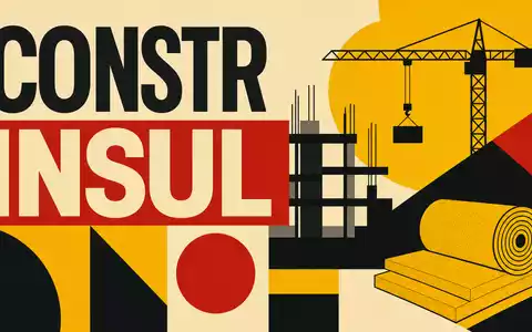 Bauhaus-Poster mit geometrischen Formen und Text CONSTR INSUL symbolisiert Kingspan Group plc, ISIN IE0004927939, Baustoffsektor - Foto: THN