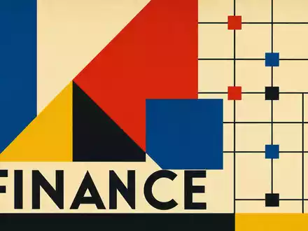 Mastercard Inc. (ISIN US57636Q1040) symbolisiert der Finanzsektor durch ein geometrisches Bauhaus-Poster mit klaren Formen - Foto: THN