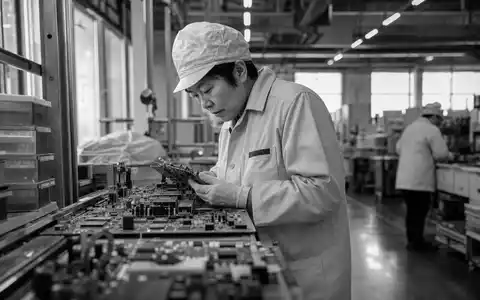 Schwarzweiß-Reportagefoto einer Chipfabrik dokumentiert Marvell Technology, Aktie mit ISIN US5738741041, aus der Halbleiterindustrie authentisch - Foto: THN