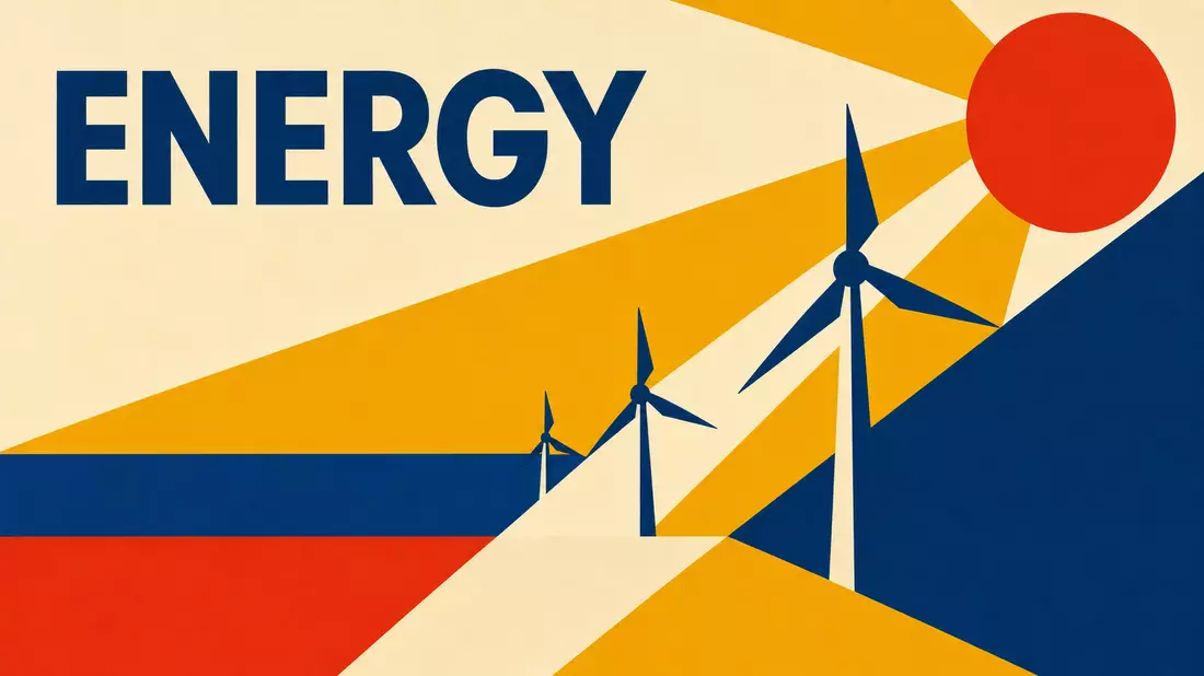Bauhaus-Poster mit Windturbinen und Schriftzug ENERGY, Bezug EDP Renováveis S.A., ISIN ES0127797019