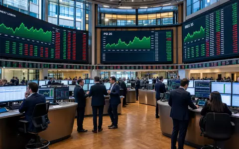 EDP Renováveis S.A. (ES0127797019) notiert an Euronext Lisbon, Editorial zeigt Trading-Floor mit PSI 20 Charts - Foto: THN