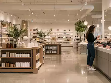 Fotorealistische Ladeninnenansicht zeigt Beauty-Einzelhandel von Ulta Beauty Inc., ISIN US90384S3031, moderne Verkaufsflächen - Foto: THN