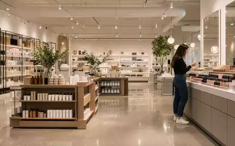 Fotorealistische Ladeninnenansicht zeigt Beauty-Einzelhandel von Ulta Beauty Inc., ISIN US90384S3031, moderne Verkaufsflächen - Foto: THN