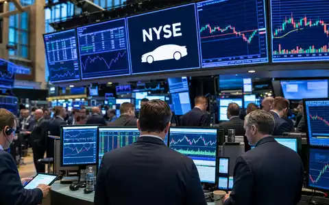 Börsen-Editorial dokumentiert Uber Technologies (US90353T1007): Trading-Floor der NYSE mit Kursdiagrammen und stilisiertem Fahrzeugsymbol auf Bildschirmen - Foto: THN