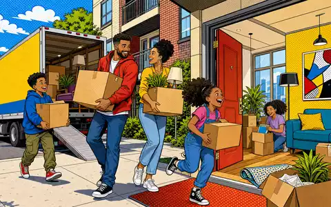 UDR Inc. (US9029011082) steht für neues Wohnen, dargestellt als farbenfrohe Pop-Art-Comicszene beim Einzug - Foto: THN