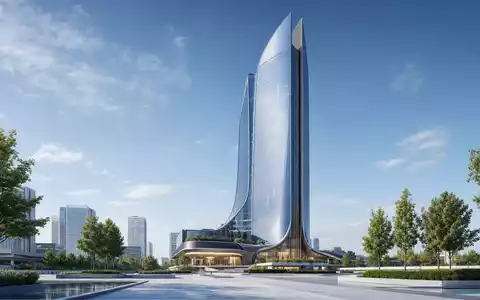 Architektur-Render eines modernen Hochhauses visualisiert den Firmensitz-Stil von UniCredit S.p.A., Aktie ISIN IT0004781412, Bankensektor Italien - Foto: THN