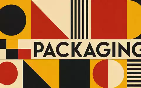 Packaging Corp of America (US6951561022): Bauhaus-inspiriertes Poster mit geometrischen Formen und dem Wort PACKAGING - Foto: THN