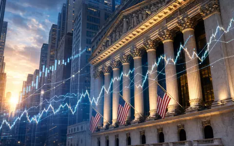 Packaging Corp of America (US6951561022): Börsen-Editorialbild der NYSE-Fassade mit überlagerten abstrakten Kurscharts - Foto: THN