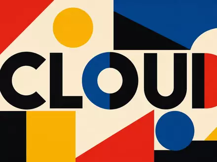Oracle Corporation US68389X1054 abstrahiert als Bauhaus-Poster mit geometrischen Formen und dem Wort CLOUD - Foto: THN