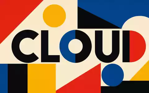 Oracle Corporation US68389X1054 abstrahiert als Bauhaus-Poster mit geometrischen Formen und dem Wort CLOUD - Foto: THN