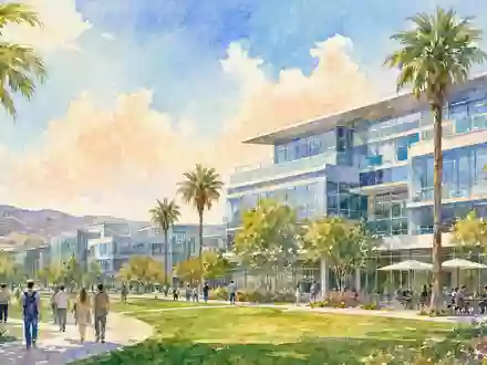 Palo Alto Networks US6974351057 als Aquarellmalerei eines modernen Silicon-Valley-Technologiecampus mit Palmen dargestellt - Foto: THN