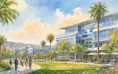 Palo Alto Networks US6974351057 als Aquarellmalerei eines modernen Silicon-Valley-Technologiecampus mit Palmen dargestellt - Foto: THN