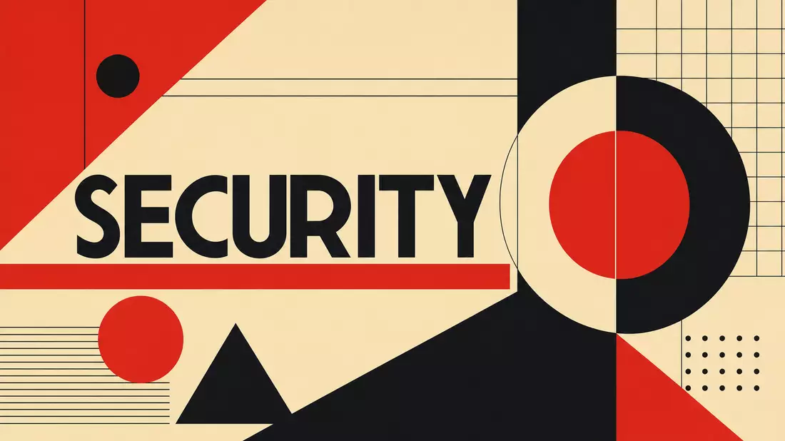 Bauhaus-Poster mit geometrischen Formen und großem Schriftzug SECURITY