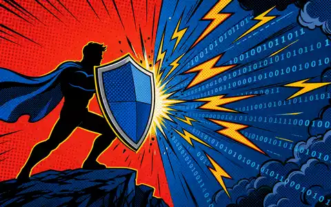 Palo Alto Networks US6974351057 als Pop-Art-Comic mit heroischem Schild, das digitale Bedrohungen abwehrt - Foto: THN