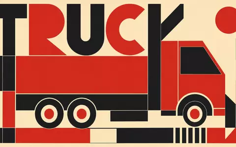 PACCAR Inc. US6937181088 interpretiert als Bauhaus-Poster mit geometrischem LKW-Motiv und Schriftzug TRUCK - Foto: THN