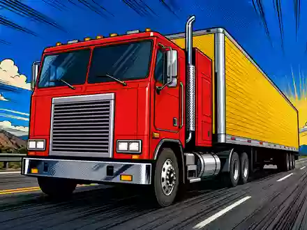 PACCAR Inc. US6937181088 als lebendige Pop-Art-Comic-Illustration eines generischen LKW auf offener Straße - Foto: THN