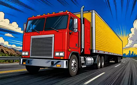 PACCAR Inc. US6937181088 als lebendige Pop-Art-Comic-Illustration eines generischen LKW auf offener Straße - Foto: THN