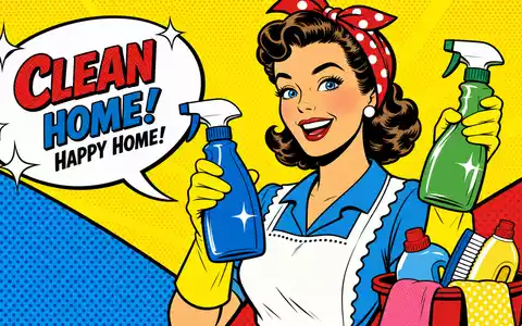 Clorox Co. Konsumgüter US1890541097 als farbige Pop-Art-Comicszene im Lichtenstein-Stil mit bunten Haushaltsreinigungsprodukten - Foto: THN