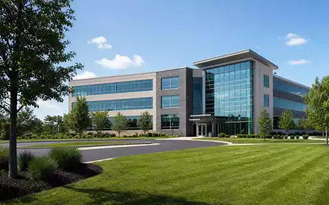 Cincinnati Financial US1720621011 zeigt modernen Versicherungs-Firmencampus mit Glasfassade und gepflegtem Rasen Ohio - Foto: THN