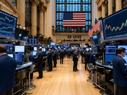 Citigroup Inc. NYSE-Börsensaal Editorial-Fotografie mit großen Kursbildschirmen Händlern und Flaggen US1729674242 Finanzmarkt - Foto: THN