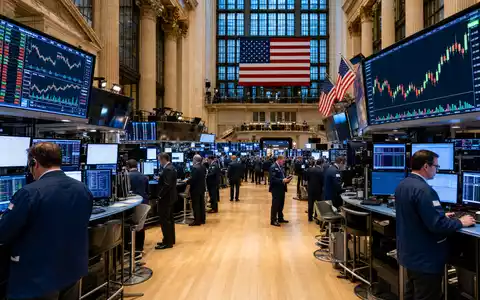 Citigroup Inc. NYSE-Börsensaal Editorial-Fotografie mit großen Kursbildschirmen Händlern und Flaggen US1729674242 Finanzmarkt - Foto: THN