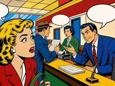 Citigroup Inc. Bank als Pop-Art-Comic mit Halbton-Raster Sprechblasen und Lichtenstein-Retro-Stil US1729674242 bunt - Foto: THN