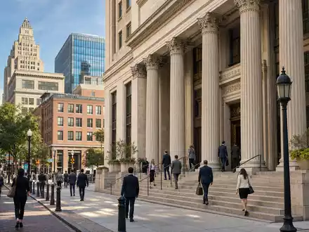Citizens Financial Group Hauptsitz in Providence: neoklassisches Bankgebäude mit Säulenportal US1746101054 Fotorealismus - Foto: THN