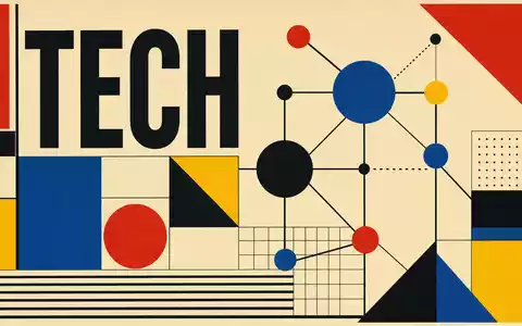 The Trade Desk (US88339J1051) inspiriert geometrisches Bauhaus-Poster mit Netzwerkstruktur und Sektor-Kürzel TECH - Foto: THN