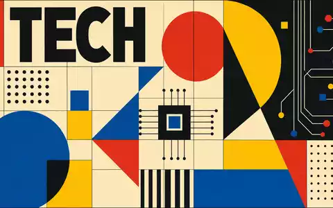 Texas Instruments (US8825081040) interpretiert als Bauhaus-Poster geometrische Formen und Schriftzug TECH zum Thema Halbleitertechnologie - Foto: THN