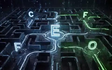 Ein leuchtendes digitales Labyrinth, bei dem ein Weg prominent zu einem 'E'-Symbol führt, während andere Pfade verdeckt sind, was Browser-Nötigung symbolisiert. - Foto: über boerse-global.de