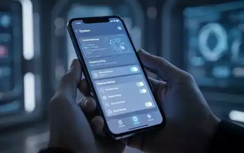 Eine Hand hält ein Smartphone mit generischen Systemeinstellungen, abstrakten UI-Elementen und weichem blauen Licht. - Foto: über boerse-global.de