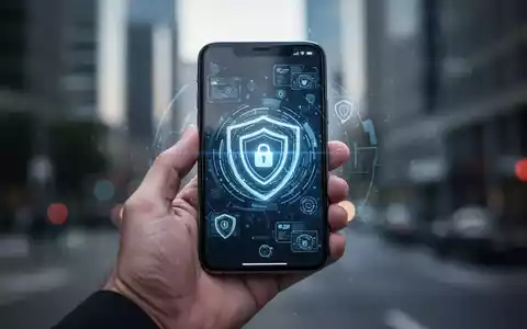 Eine Hand hält ein modernes Smartphone, dessen Bildschirm Sicherheitsfunktionen anzeigt, vor einem unscharfen urbanen Hintergrund. - Foto: über boerse-global.de