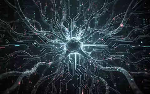 Eine stilisierte, leuchtende neuronale Netzwerkkonstruktion mit dunklen, abstrakten digitalen Ranken, die ein Botnetz symbolisieren. - Foto: ĂŒber boerse-global.de