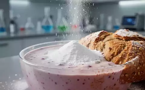 Nahaufnahme eines weißen Pulvers, das in eine gesunde Lebensmittelzubereitung wie eine Smoothie-Schale oder ein Gebäck eingearbeitet ist. - Foto: über boerse-global.de