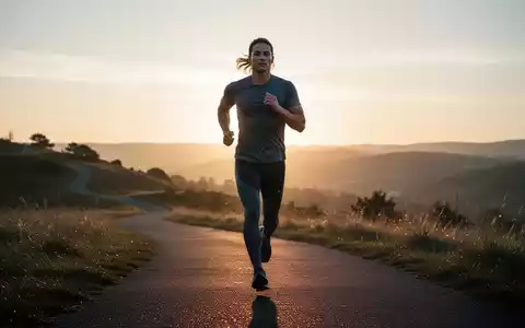 Eine Person in Sportkleidung läuft bei Sonnenaufgang auf einem malerischen Weg, umgeben von einer ruhigen Landschaft. - Foto: über boerse-global.de