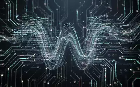 Abstrakte, leuchtende Darstellung von Datenströmen und Schaltkreisen, die subtil ein 'W' formen und Windows-Softwareentwicklung symbolisieren. - Foto: über boerse-global.de