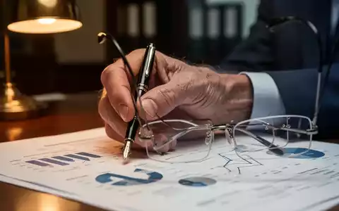 Eine elegante, reife Hand hält einen Füllfederhalter über einem Finanzdokument mit Diagrammen und einer Brille. - Foto: über boerse-global.de