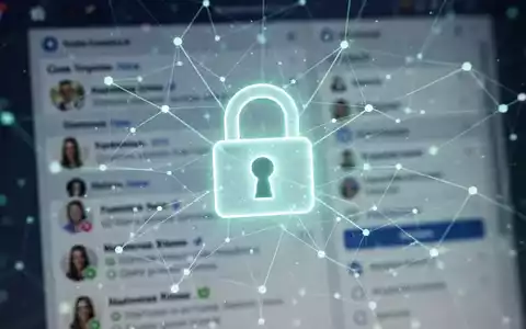 Ein stilisiertes Vorhängeschloss-Symbol über einem digitalen Netzwerk, das Datenschutz und Sicherheit in sozialen Medien darstellt. - Foto: über boerse-global.de