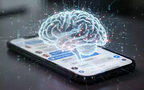 Stilisierte neuronale Netzstruktur über verschwommenem Smartphone-Bildschirm mit Chat-Oberfläche, symbolisiert KI und Kontextverständnis. - Foto: über boerse-global.de