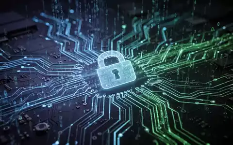Leuchtende Leiterplatte mit Datenströmen und Binärcode, symbolisiert Cybersicherheit, KI und digitalen Schutz. - Foto: über boerse-global.de