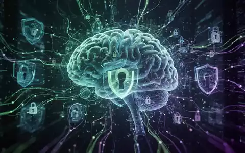Abstrakte Visualisierung vernetzter digitaler Gehirne und sicherer Datenströme, die KI-Strategie, Cybersicherheit und Arbeitskräftewandel darstellt. - Foto: über boerse-global.de