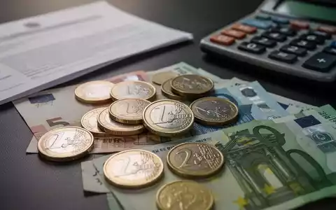 Euro-Münzen und -Banknoten liegen auf einer dunklen Oberfläche, im Hintergrund sind ein Taschenrechner und ein Dokument verschwommen zu sehen. - Foto: über boerse-global.de