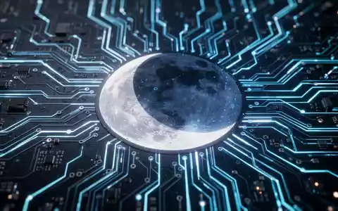 Leuchtende, futuristische Leiterplatte mit abstrakter Mondgrafik, die fortschrittliche KI-Technologie und globalen Wettbewerb darstellt. - Foto: über boerse-global.de
