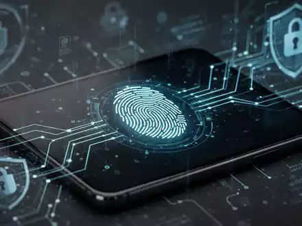 Leuchtender biometrischer Fingerabdruckscan auf dunklem digitalen Bildschirm, Symbol für sicheren Zugang und Cybersicherheitsprüfung. - Foto: über boerse-global.de